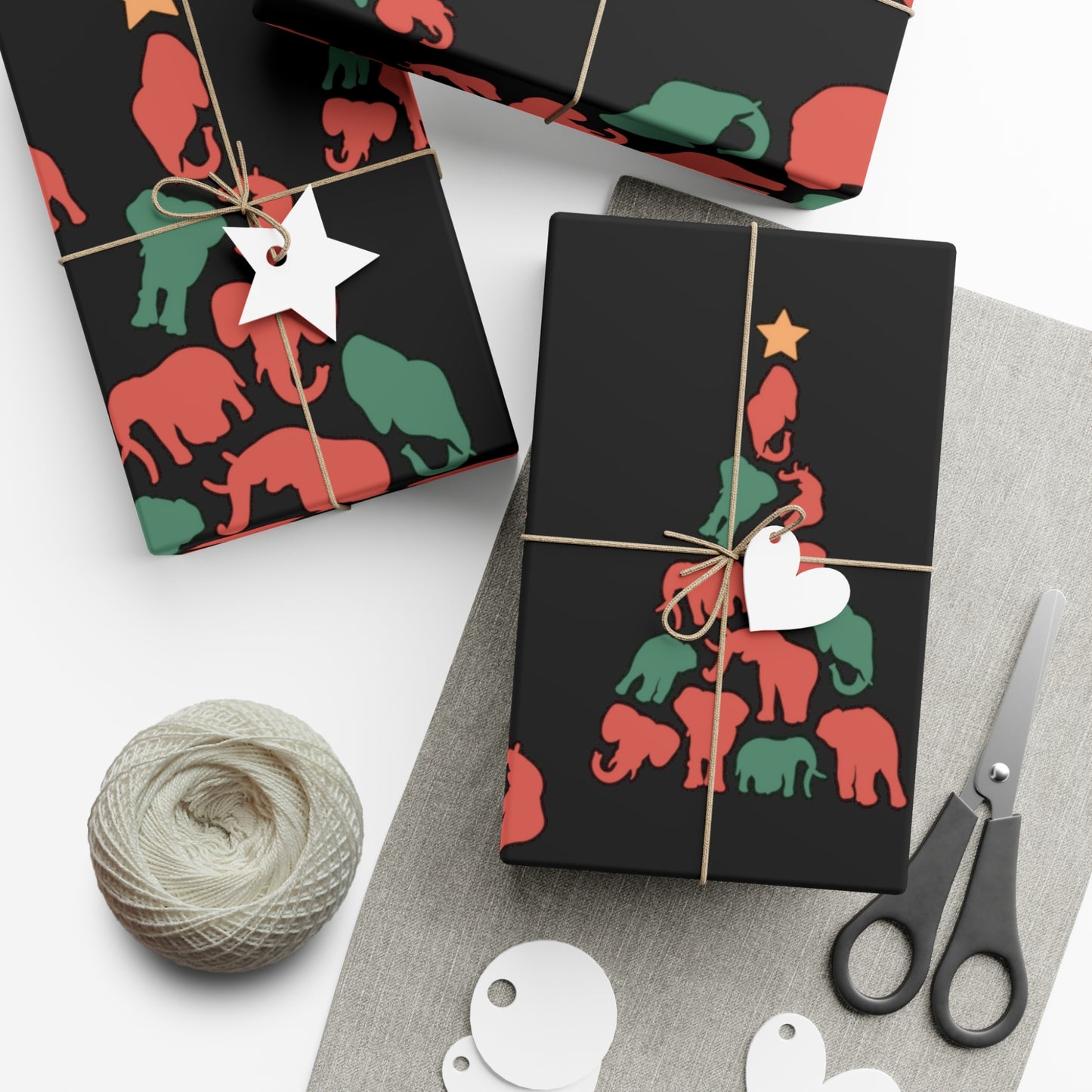 Elephant Tree on (black) Gift Wrap Papers