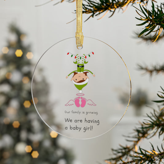 Our Family is Growing Its a Girl Acrylic Ornaments