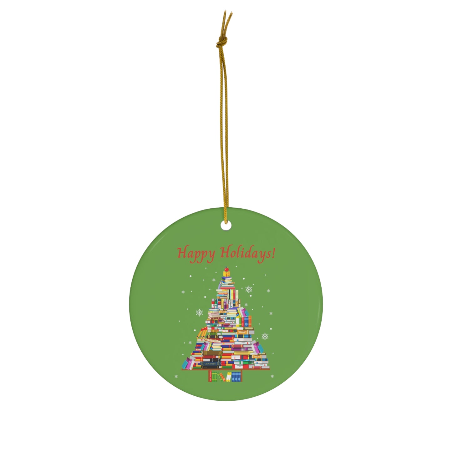 Happy Holiday Bookworms | Ceramic Ornament, 2 Shapes