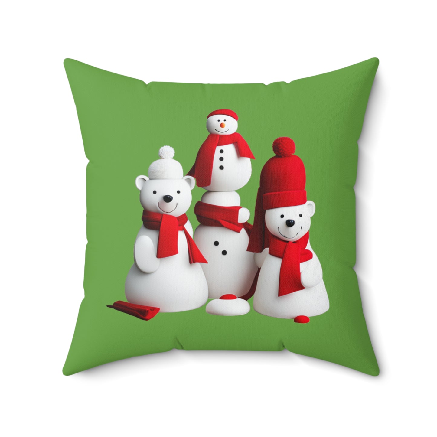 Polar Bear Festivities Spun Polyester Square Pillow
