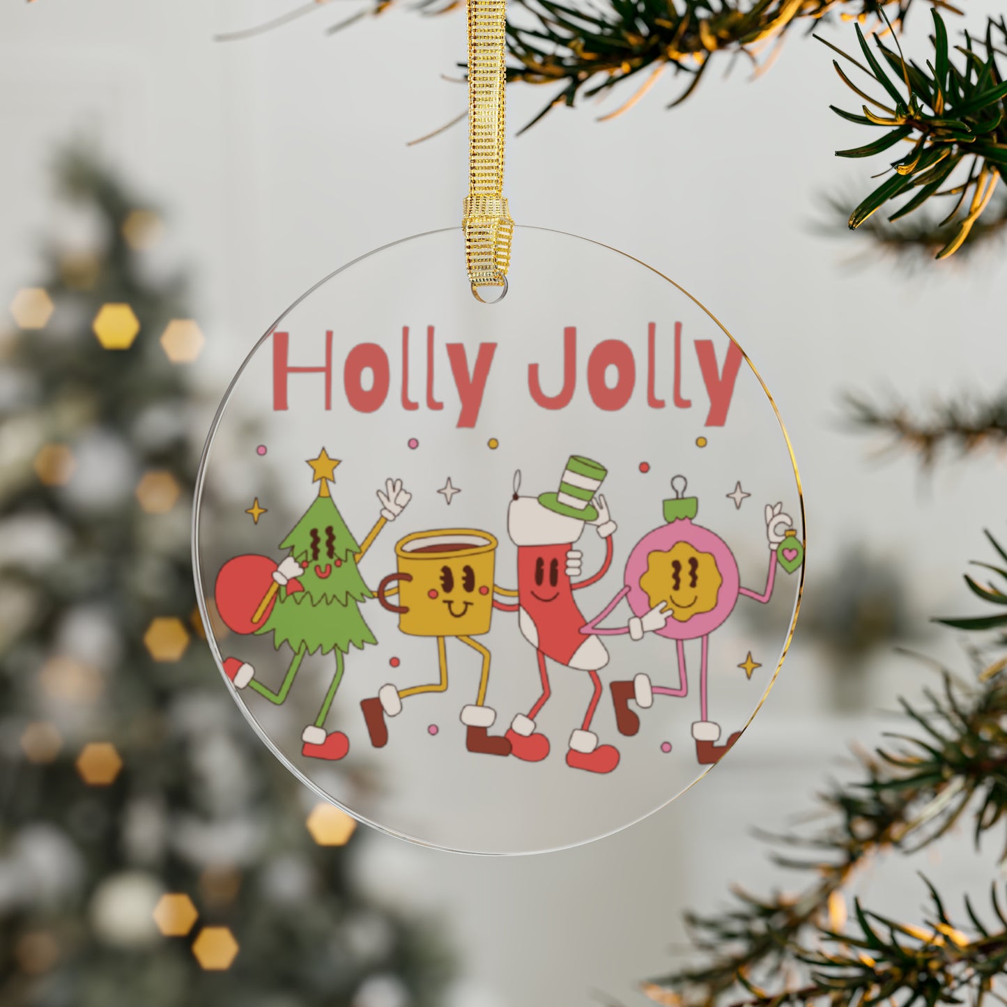 Holly Jolly Christmas Acrylic Ornaments