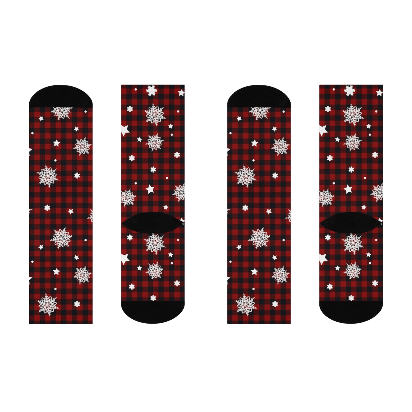 Holiday Red Blk Cushioned Crew Socks