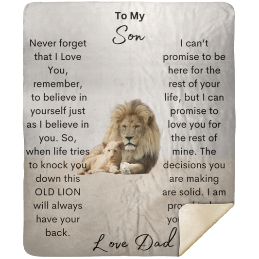 Dad Lion cub Blanket Premium Sherpa Blanket 50x60