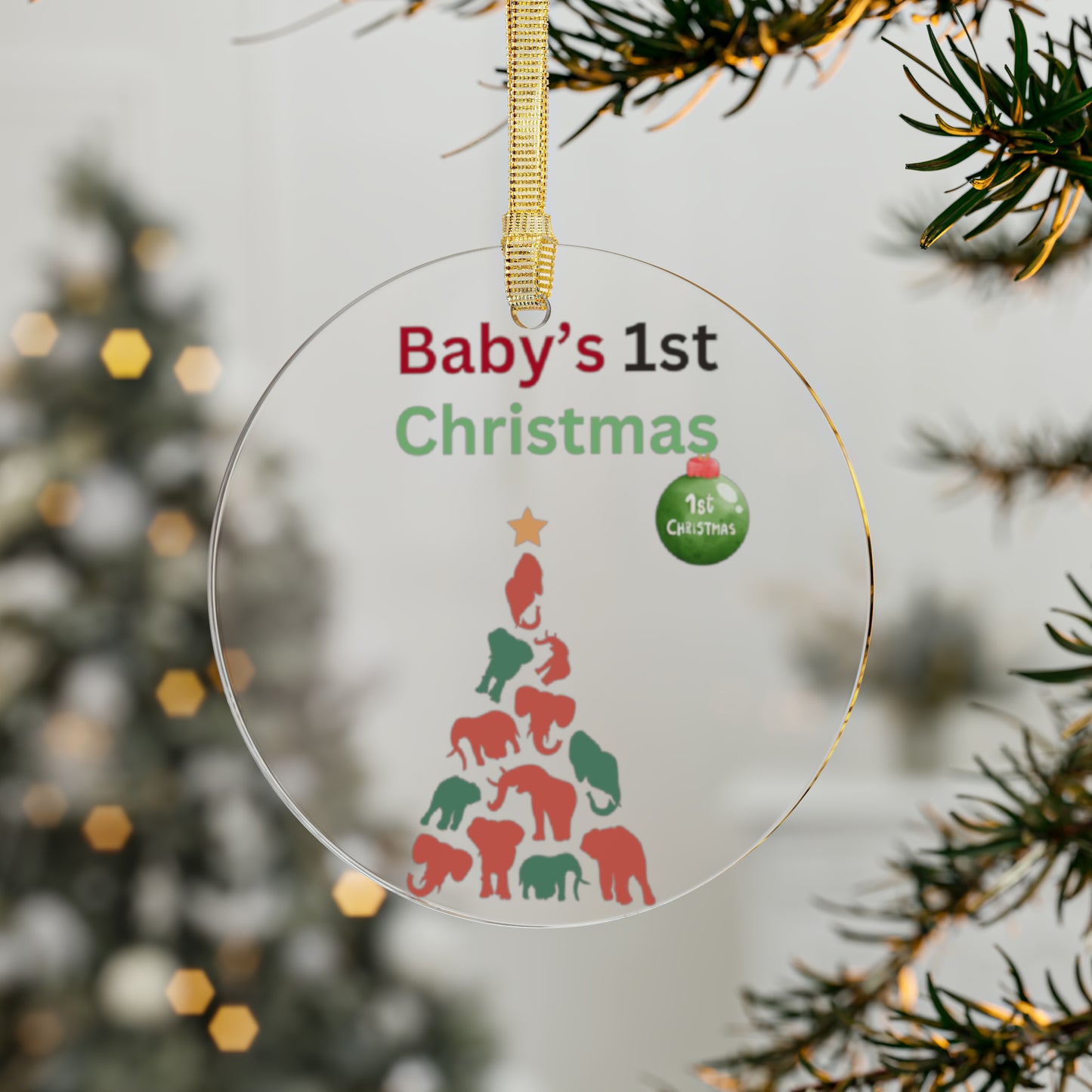 Baby's 1st Elephant Christmas Tree | Acrylic Ornament
