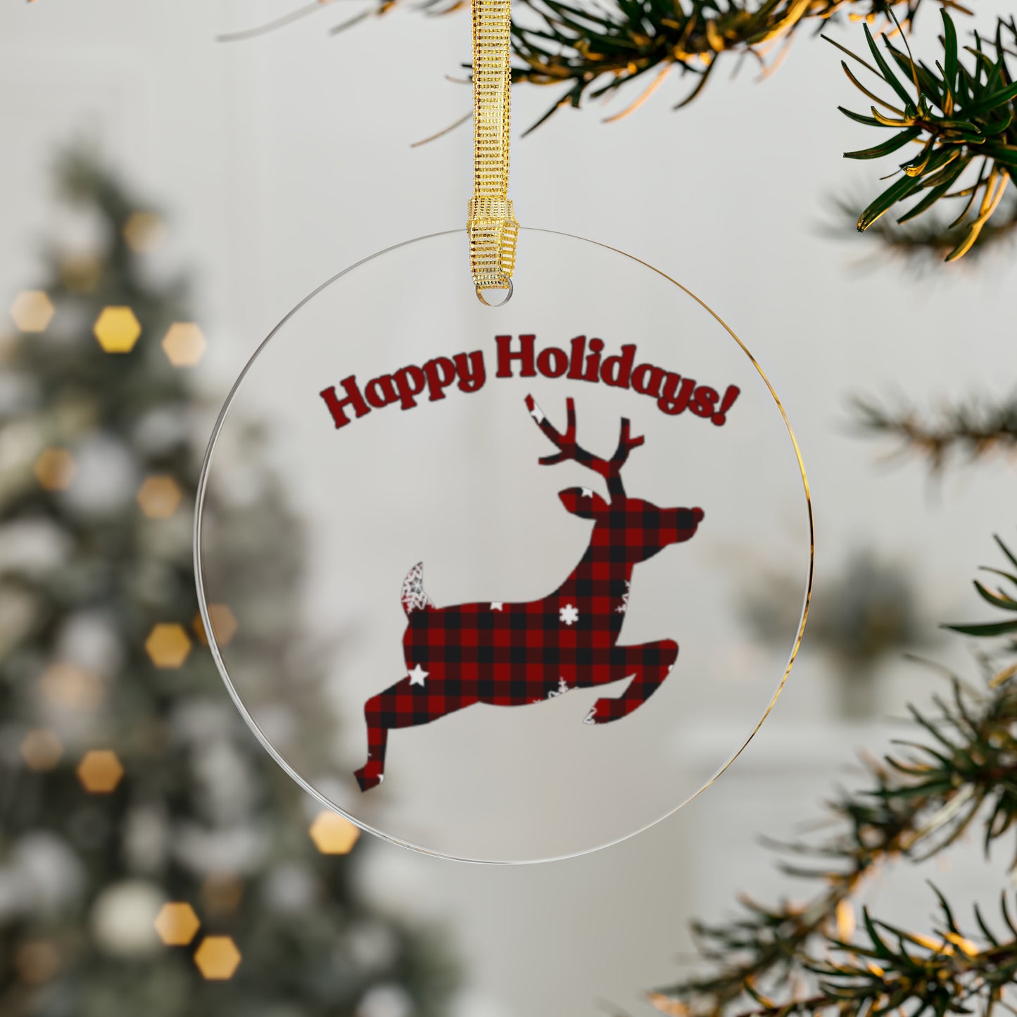 Reindeer Plaid Ornament : Acrylic Ornaments
