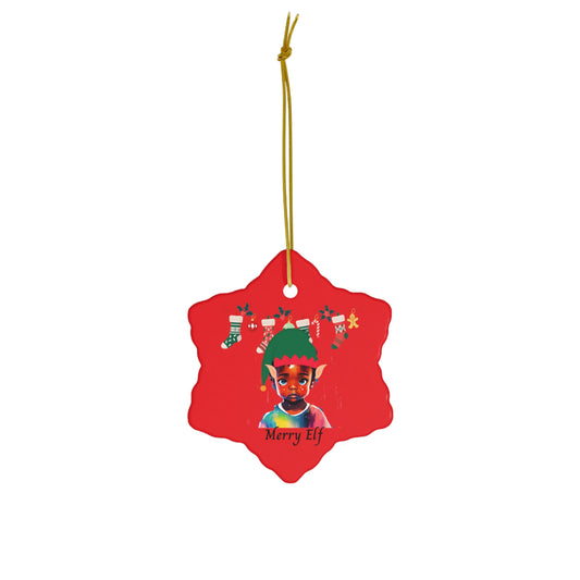 Merry Elf (red) | Ceramic Ornament, 2 Shapes