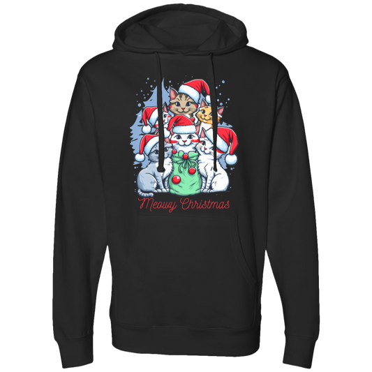 Meowy Christmas  Midweight Hooded Sweatshirt