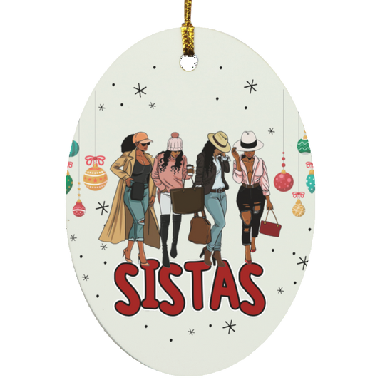 Sistas Christmas Sistas Christmas - Oval Ornament