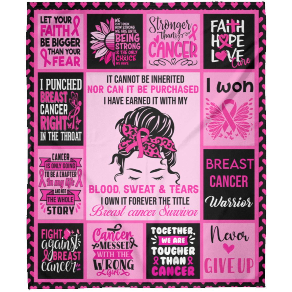 Breast Cancer -Stronger Than Cancer Blanket - Arctic Fleece Blanket 50x60