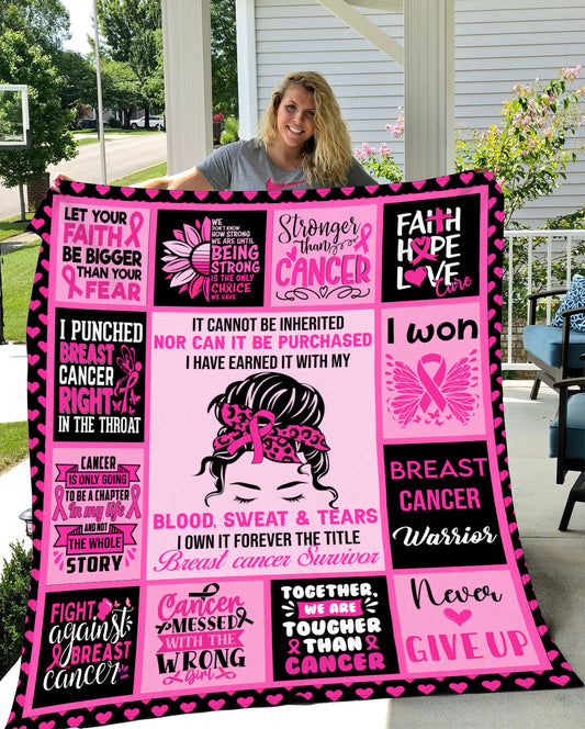 Breast Cancer -Stronger Than Cancer Blanket - Arctic Fleece Blanket 50x60