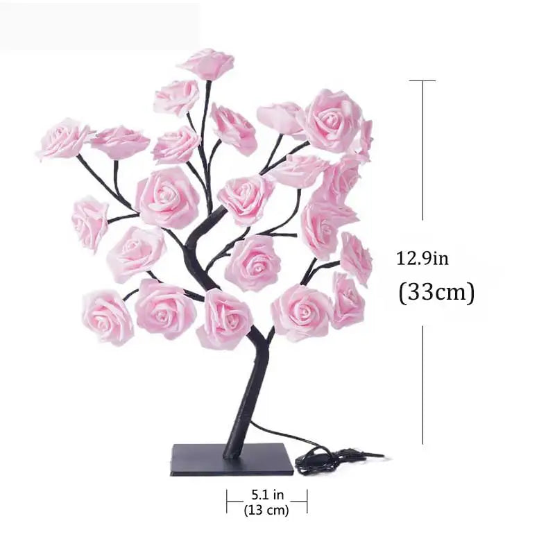 Valentine’s Day Rose Lamp,24 LED Rose Light Tree Table Top