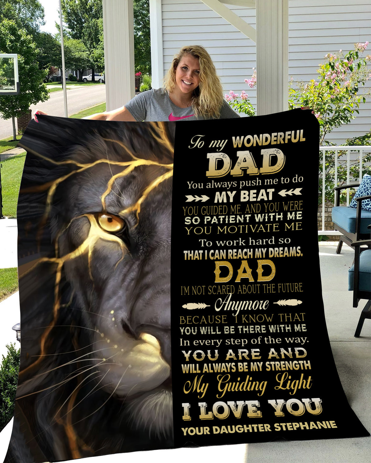 My Dad Lion from daughter MSHM Premium Sherpa Blanket 50x60